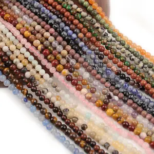 4MM Natural Genuine Crystal Jade Gemstone Smooth Round Beads 15.5 Inches Long for DIY Jewelry Making Handmade Crafts Bracelet Necklace Earrings Semi Precious Stone Spacer Beads