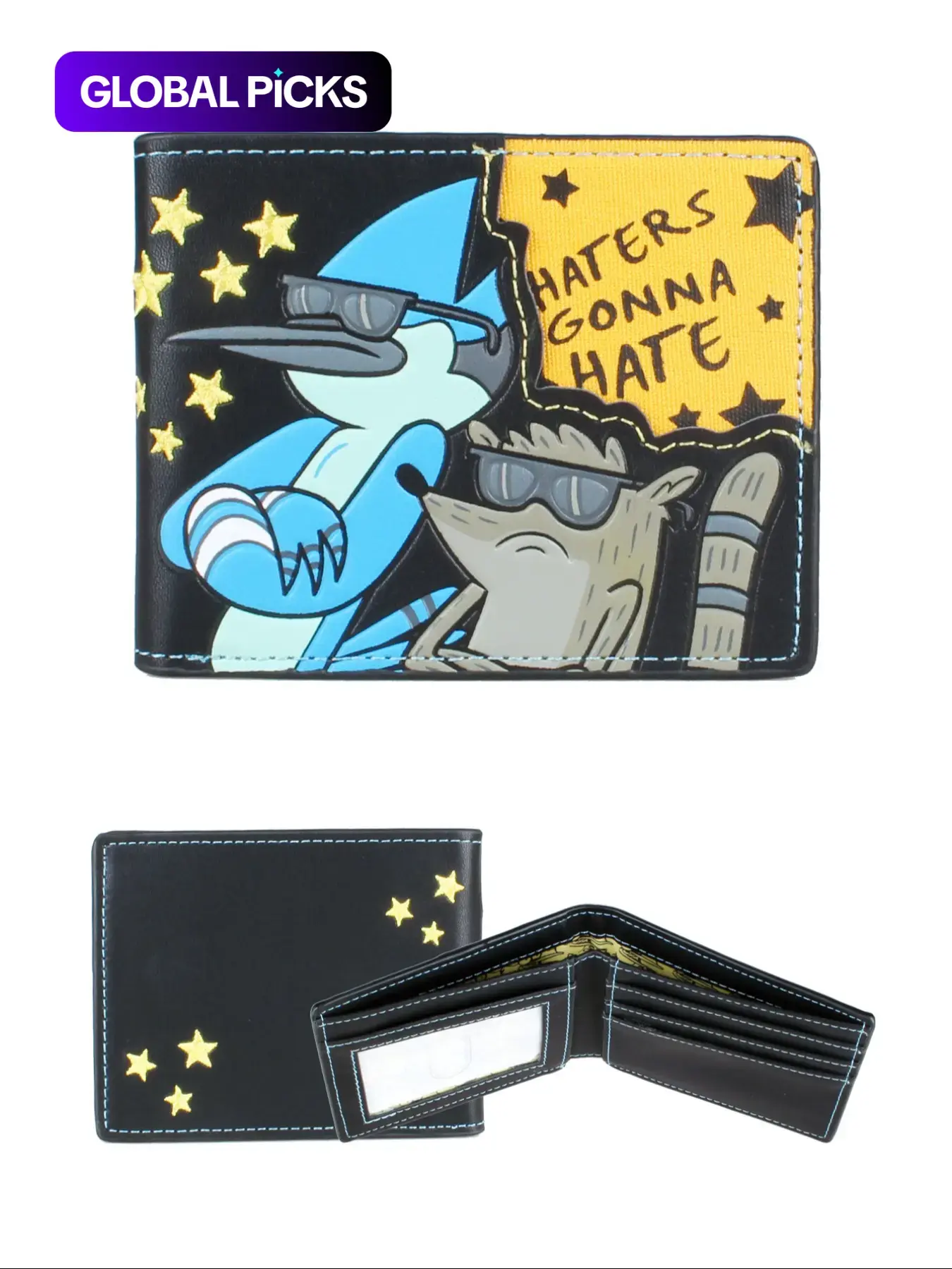 Men's Vintage Colorblock Cartoon Star Graphic Short Bifold Wallet, Creative Casual PU Leather Card Holder, Fashionable Wallet for Daily Use, Card Wallet, Vintage Style Wallet, Bifold Cardholder