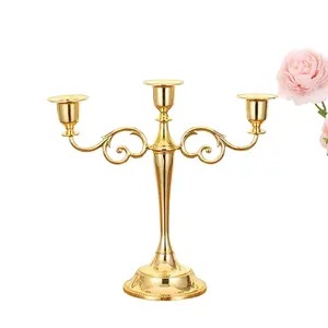 Zinc Alloy 3-Head Candle Holder, European Style Vintage Candle Stand, Restaurant Table Decor, Home Decor, Party Decoration, Romantic Dinner Prop
