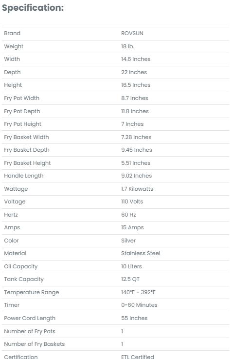 [TOP RATED - FLASH SALE] ROVSUN 12.5 QT 110V 1700W Single Tank Electric Deep Fryer with Timer & Oil Drain