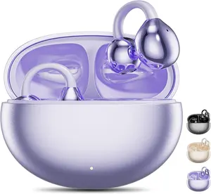 Clip on Earbuds Open Ear Wireless Bluetooth 5.4 Headphones,50H Play, Sports Over Ear Buds, Comfortable for Small Ears & Glasses Wearers, Workouts-Android/iOS