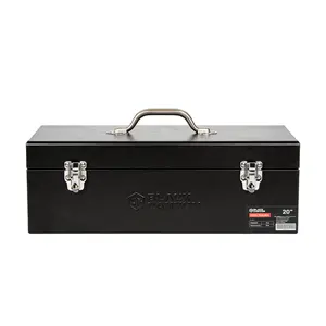 Black Canyon 20'' Metal ToolBox,Carbon Steel Tool Storage with Handle, Portable&Padlockable, Sturdy & Durable toolbox, Ideal for Trailer, Mechanic, DIY-ers, Car Toolbox, Workshops, Garages, Repair Shops