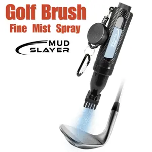 HODL 21 Mud Slayer Golf Club Cleaning Brush that Sprays a Fine Mist, Leak-Proof Viewing Window, Retractable Clip, Dual Bristle Head, Ergonomic Handle