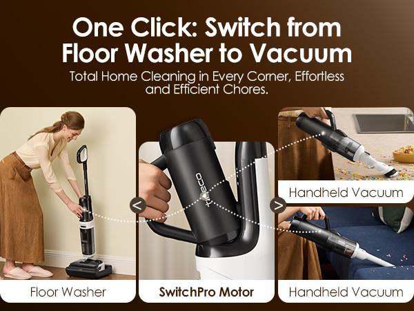 Tineco Floor One Switch i5 Stretch Breeze Wet Dry Vacuum Cleaners, 2-in-1 Cordless Vacuum for Multi-Surface, 20KPa Powerful Floor Cleaner Mop with Long Runtime