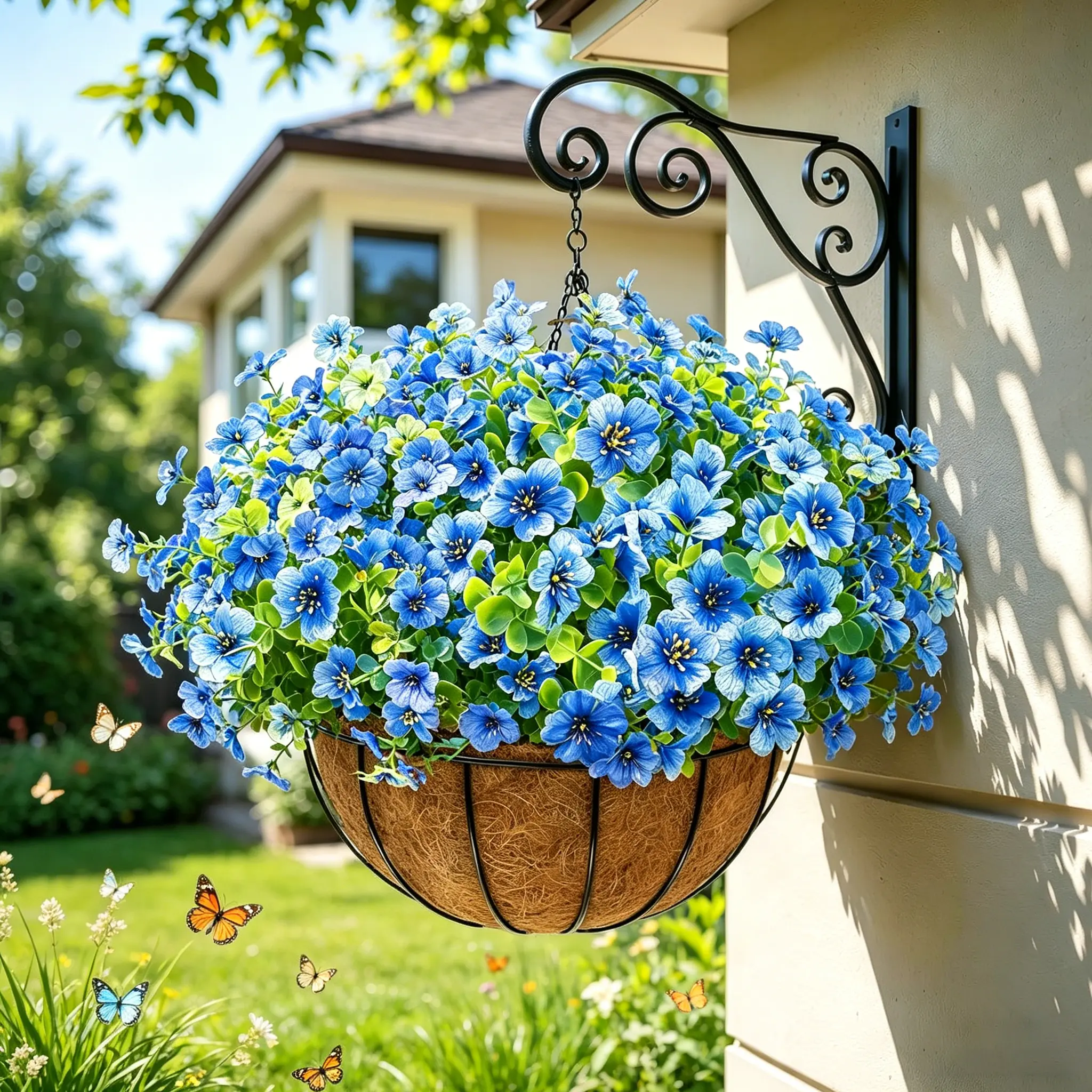 UV Resistant Artificial Flowers - 20 Bundles Vibrant Faux Daisy Flowers for Outdoor Pots & Window Boxes, Blue