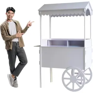 6 FT Tall Candy Cart with Shelf and Wheels for Candy and Dessert Display - Great Decoration for Parties, Weddings, Bar/Bat Mitzvah - Candy Bar Cart - 24” x 46” x 72” Inches