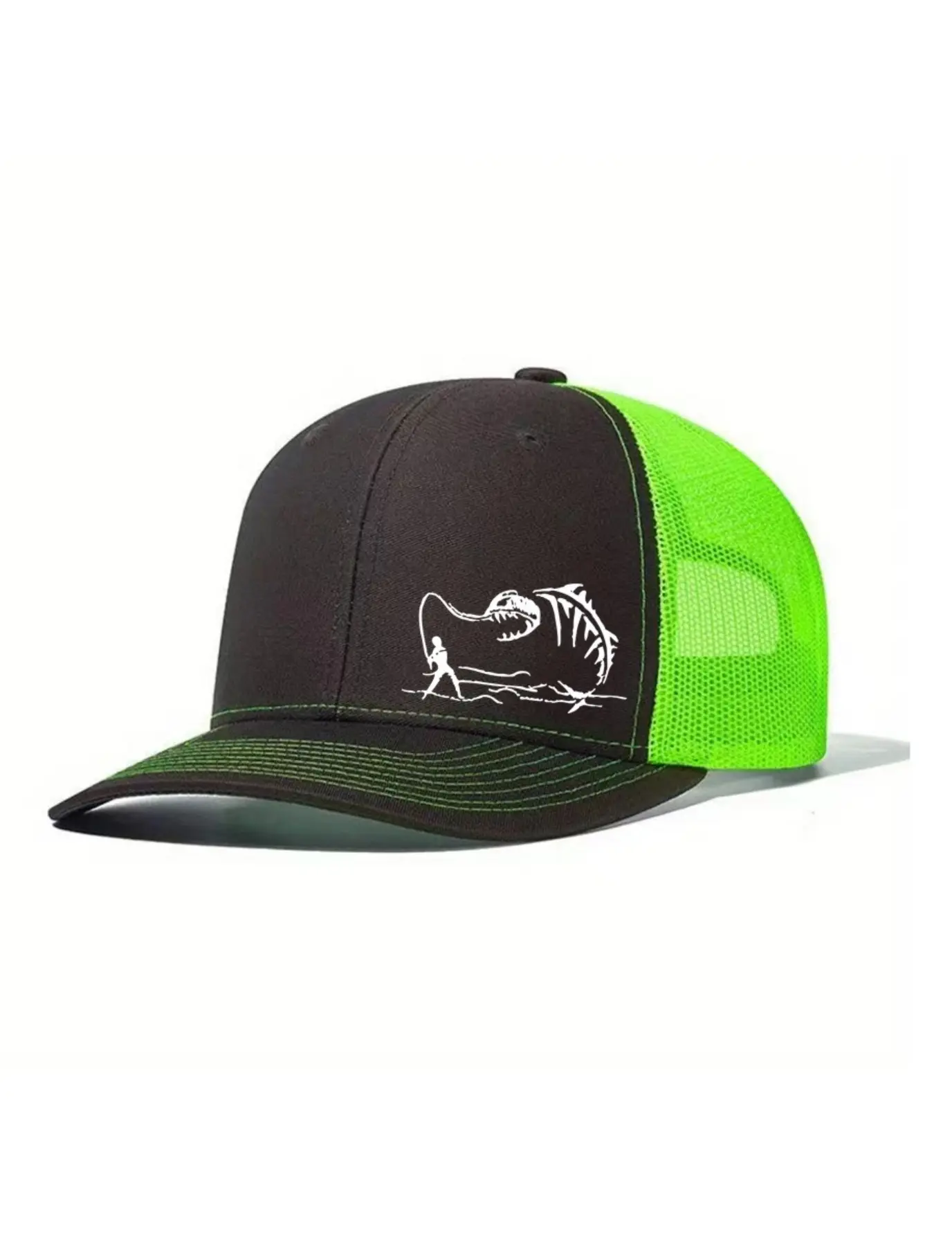 Unisex Baseball Cap, Fishing Printing Hat, Mesh Hats for Men & Women, Richardson Slightly Curved Brim, Adjustable Trucker Hats, Outdoor Sun Hat, Snapback Trucker Hats, Crappie Fishing Hat, Sports Fishing Cap, Printed Trucker Hat