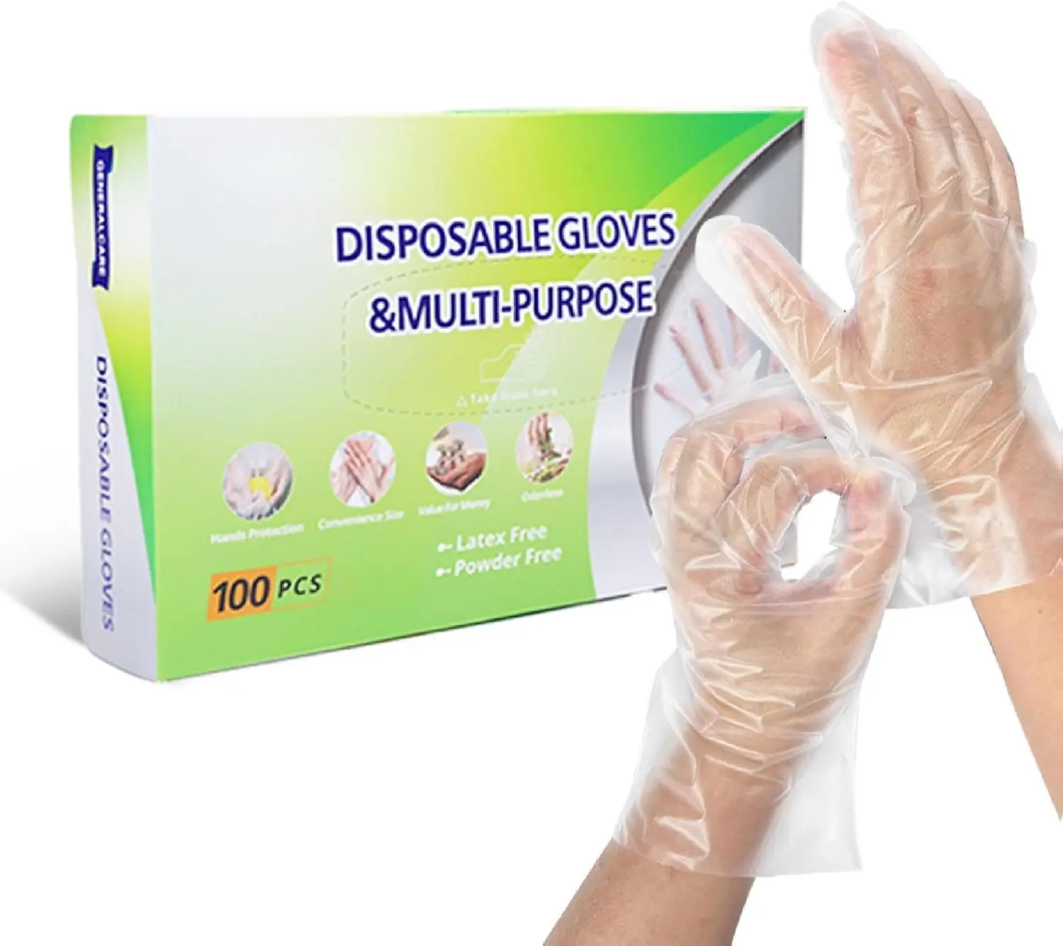 100PCS Transparent Disposable Plastic Multi Purpose Gloves, Food Handling, Cooking & Cleaning Work Safety Gloves, Multi Purpose Glove, Disposable Cleaning Gloves