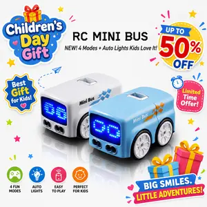 【Children’s Day Sale】Magic Mini RC Bus - Line following toy , Gesture Control Toy | 4 Fun Modes + Auto Light line following toy Help children enhance their energy for action,Usb Charging Cable,Stem Play,User Manual,Stem Play