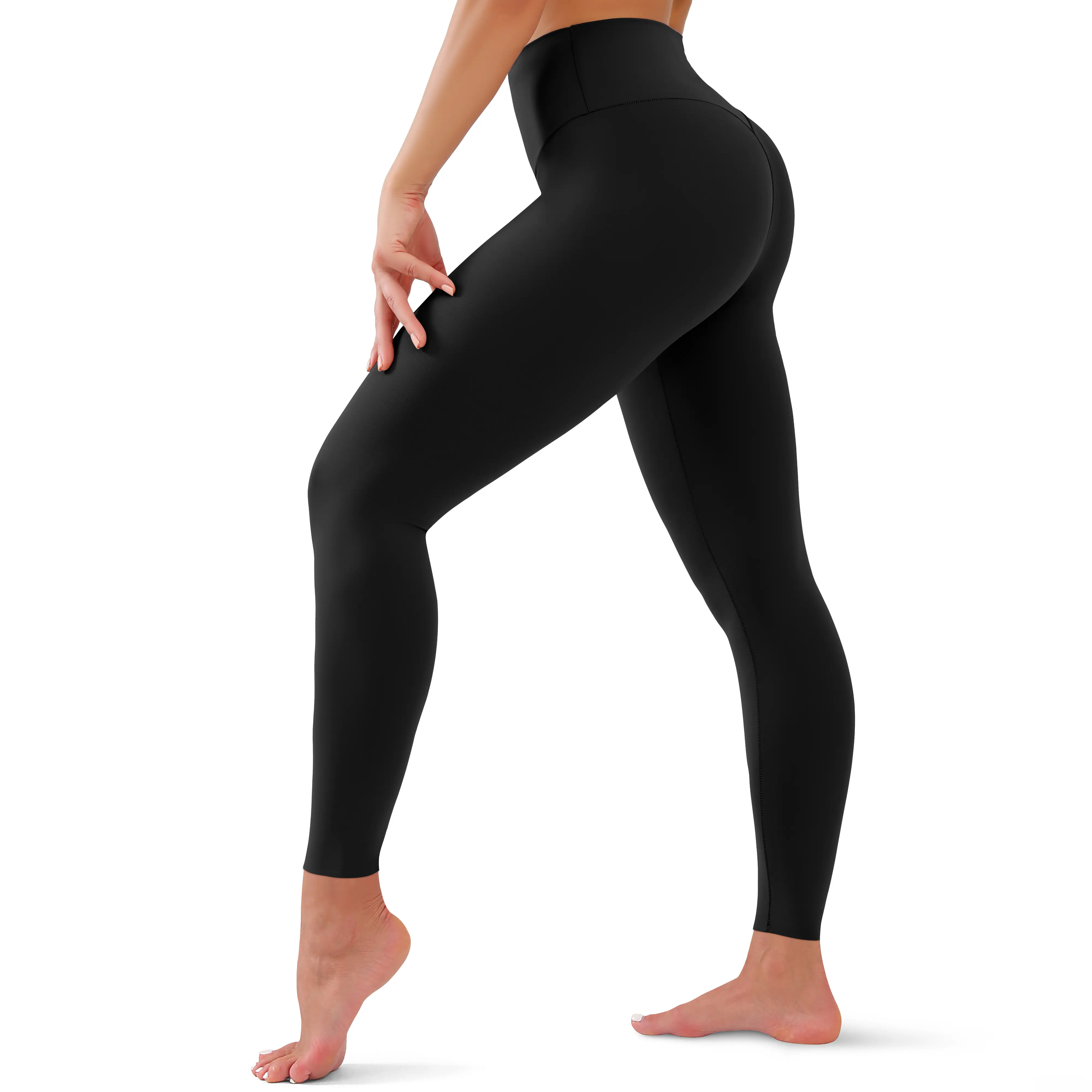 Women's High-Waist Tummy Control Compression Leggings - 92% Polyester 8% Spandex Polyester Mix, High Stretch Spandex, Long Length, Plus Size, All Seasons Body Contouring Bottoms for Fitness, Black