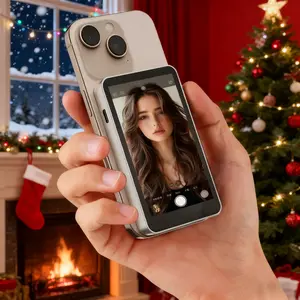 4 Inch Magnetic Selfie Monitor Touchscreen for iPhone, Touchscreen and Zoom Adjustment, Wireless Back Camera Monitor for Vlog, TikTok, Support 4K 30fps Wireless Recording for iPhone, Smartphone Camera Accessories