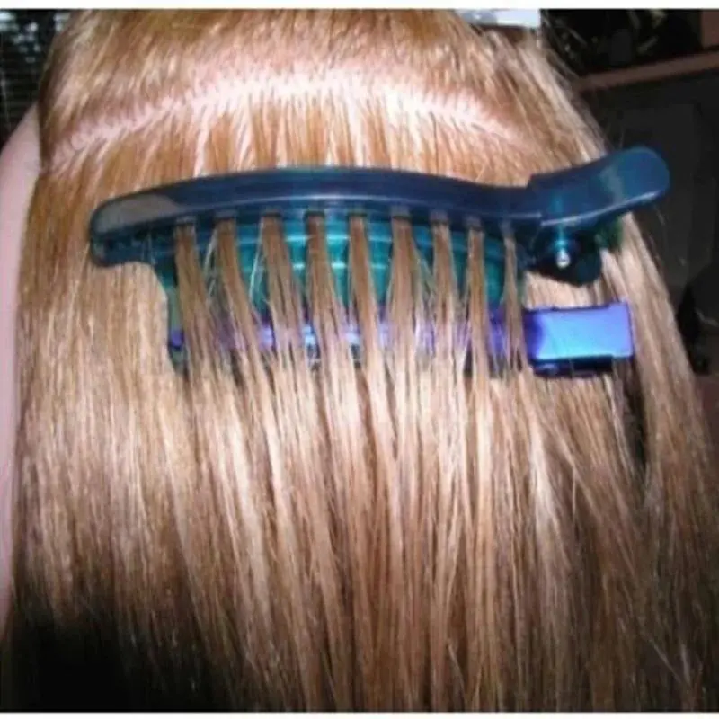 Doll Hair Extensions Sectioning Clips - Blue 1 Pc, 7 Tooth for Large Sectioning, Ergonomically Designed, Safe Scalp-Protecting, Time-Saving Rubberized Hair Separator Clips for Doll Accessories