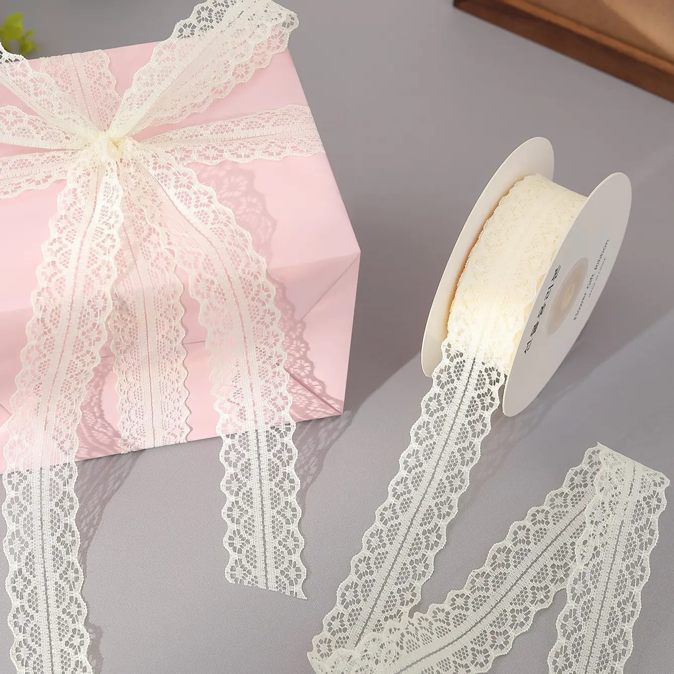 1pc 22m Long Lace Ribbon, Floral Bouquet Packaging Material, Gift Wrapping Ribbon, Hollow Out Lace Edge Ribbon, Cake Baking Decorative Ribbon