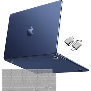 MOSISO MacBook Air 15-Inch Case 2023-2025 A3241 A3114 A2941 Ultra-Thin Clear Hard Shell Keyboard Cover USB-C Adapter Semi-Transparent No Cut-Out Design