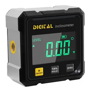 Rechargeable Digital Angle Box Level Gauge Four-Sided Inclinometer Aluminum Alloy Military Grade 6061-T6 Dual Laser Precision Display