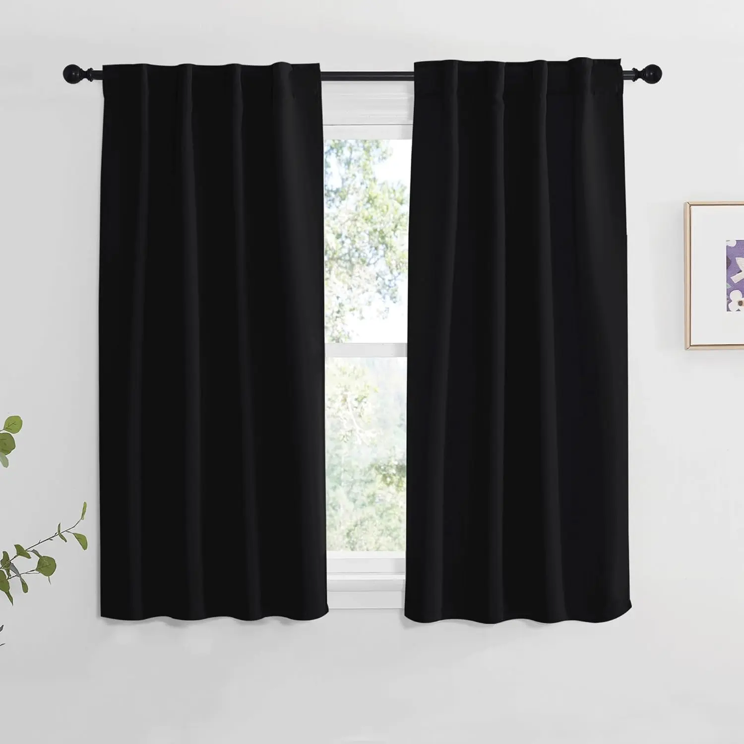 NICETOWN Halloween Blackout Curtain Blinds Window Panels - (Black Color) W34 x L48, Double Panels, Thermal Insulated Blackout Draperies for Living Room