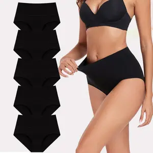 Women's Plus Size XL-5XL Cotton Underwear High Waisted Briefs Panties 5-Pack