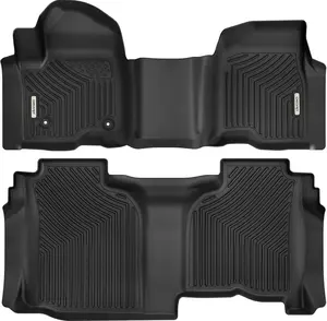OEDRO TPE Floor Mats fits 2019-2024 Chevrolet Silverado GMC Sierra 1500, 2020-2024 2500HD 3500HD Crew Cab Bench Seat without underseat storage box, All Weather, Waterproof