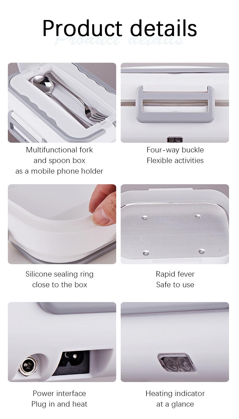 Kitchen ware 1.5L Cookware Sets Heater Portable Electric Lunch Boxes stainless steel Container with Insulation Bag for Car Truck