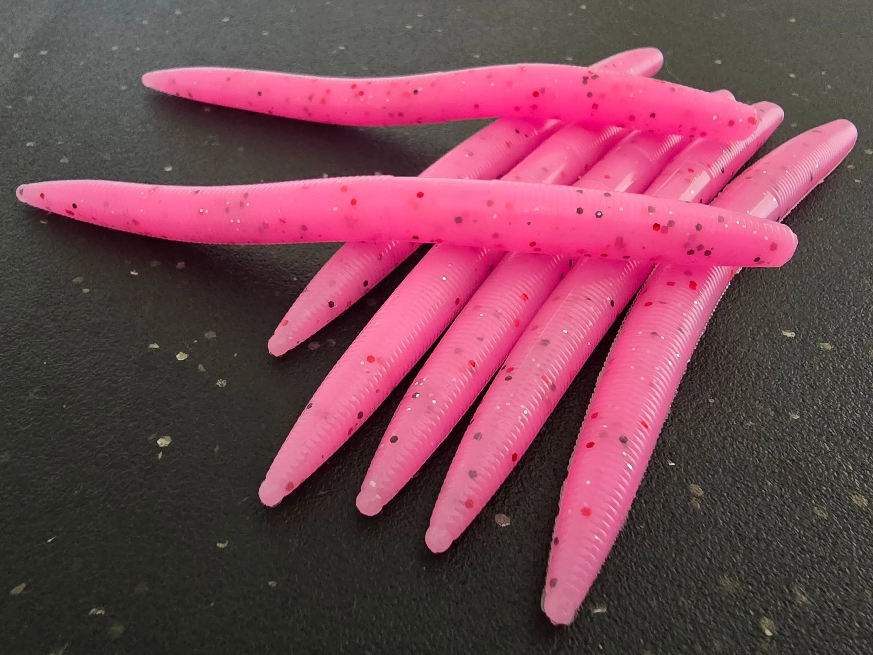 Sapper Baits 5" Sapper Stick (Senko)- Pink Mist- Bubblegum with Black, Red, Silver Flake