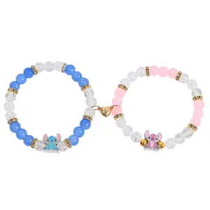 Disney Stitch Magnetic Bracelet Set - Adorable Beaded Design with Stitch Charm for Fans