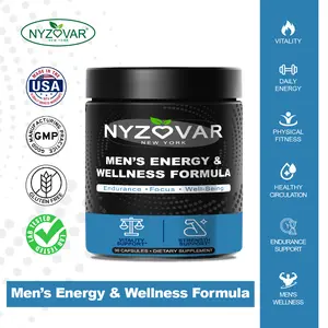 NYZOVAR Men’s Energy & Wellness Formula, Maca Root Extract, L-Arginine & Citrulline with Panax Ginseng, Supports Daily Vitality, Stamina, Blood Flow & Men’s Wellness, Gluten-Free, Vegan, Non-GMO