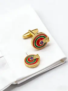 Zk49 Gold Harp Amethyst Classic Business Cufflinks, Elegant Office Accessories, Perfect Gift for Men, Timeless Design