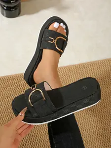 Women's Thick Sole Platform Wedge Heel Sandals, Summer Outdoor Fashion Beach Thong Slippers, Stylish Casual Footwear