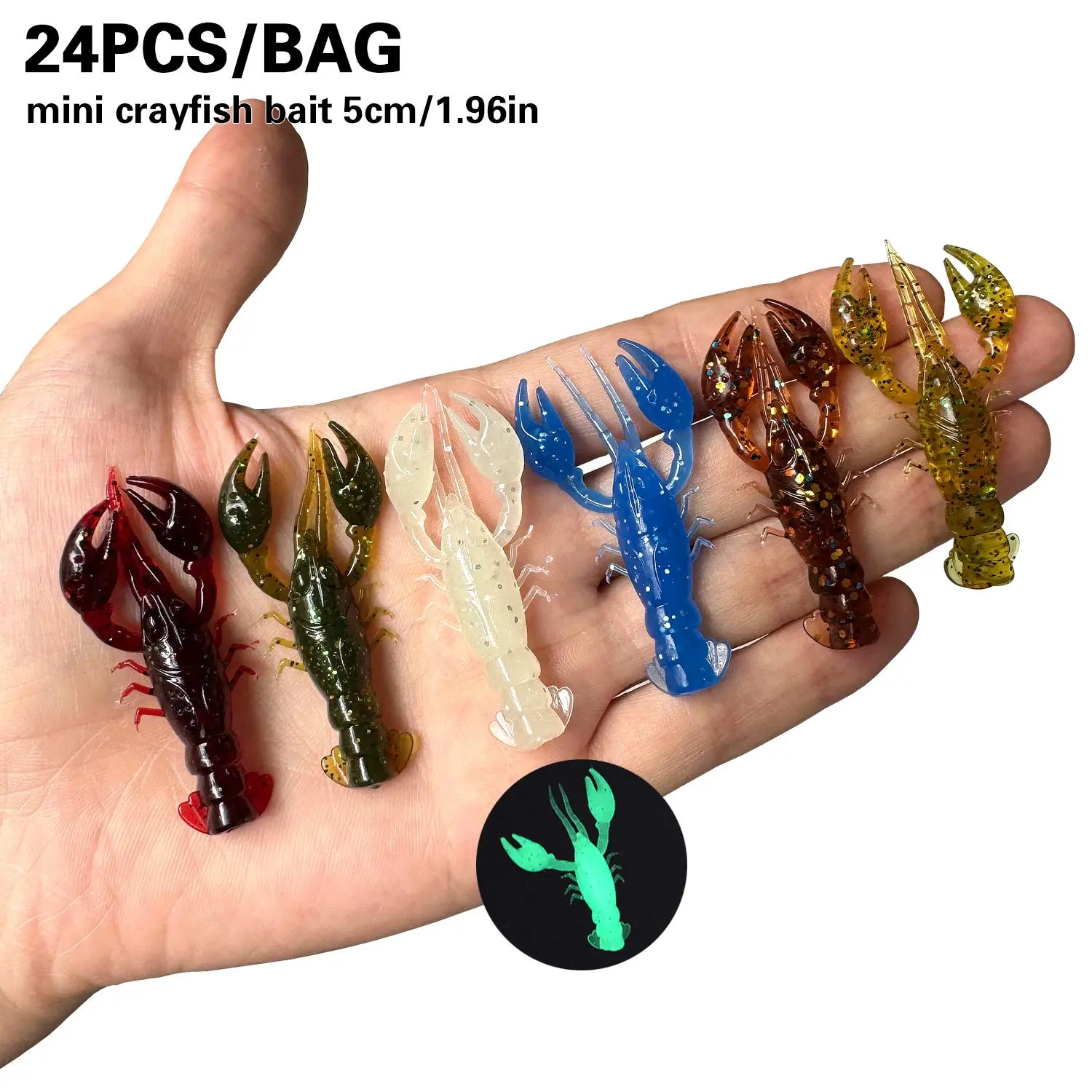 24pcs/bag biomimetic mini crayfish shaped soft bait, 1.96 inches/2.3 grams, crayfish bait for freshwater and seawater fishing, suitable for sea bass bait, Lifelike Crayfish Lures, Fishing gear and equipment, Fishing Supplies
