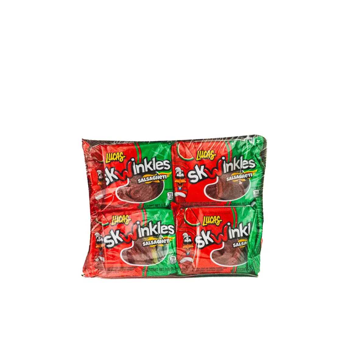 Lucas Salsagheti Sandia Watermelon Flavored Soft Candy Spaghetti Shaped Strips with Spicy Tamarind Sauce Sweet Snack