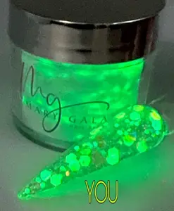 YOU GLOW ACRYLIC POWDER - 1oz Jar Glow in The Dark Glitter Mix for Superior Adhesion & Flawless Finish - Perfect for Beginners & Advanced Users