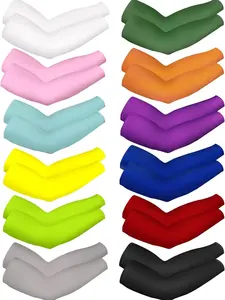 12 Pairs Unisex UV Protection Sleeves Long Arm Cooling Cover Sleeves in Assorted Colors for Men Women