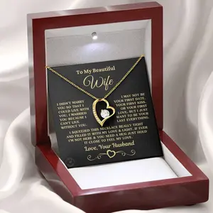 Special Gift for Wife "I Can't Live Without You" Gold Heart Necklace_-BEST CHRISMAS GIFT