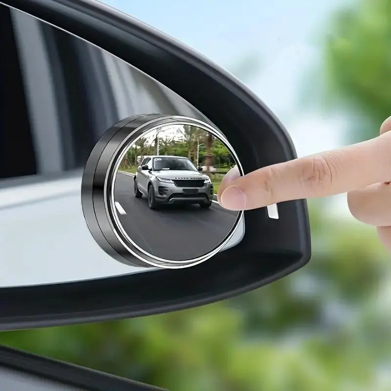 2Pcs Blind Spot Mirror Round Convex Car Side Mirror 360-Degree Adjustable Wide Angle Rearview with HD Glass Suction Cup Design Silver Waterproof Anti-Fog