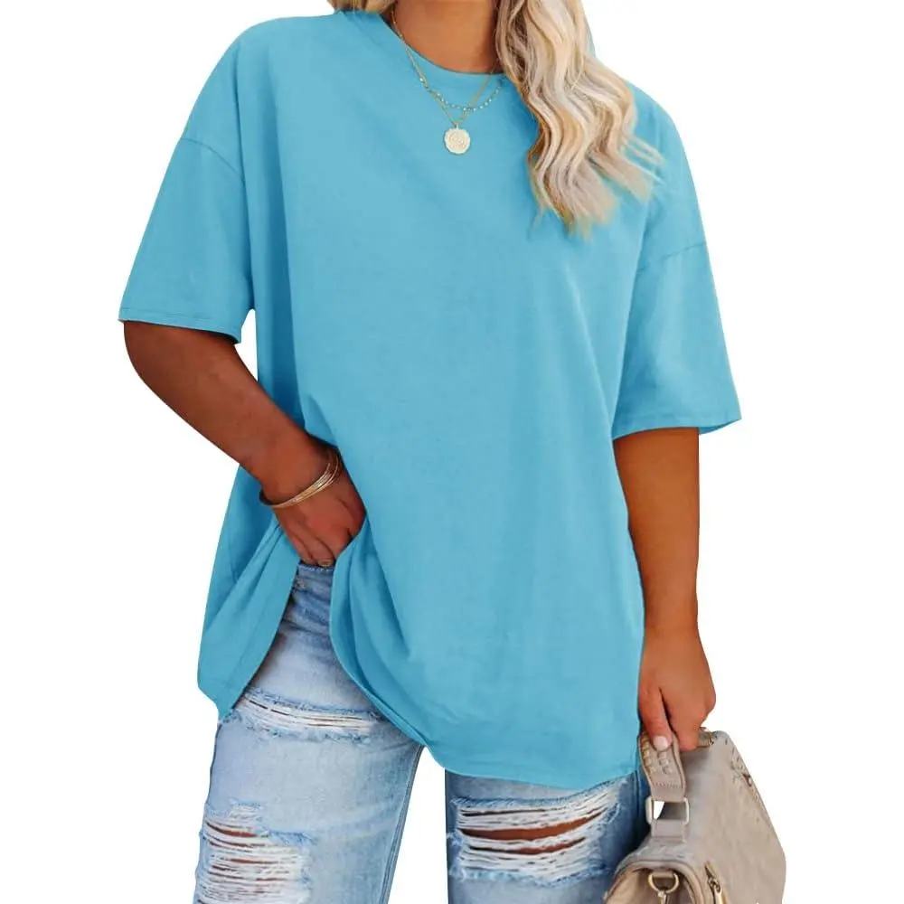 Imily Bela Women's Plus Size T Shirts Oversized Tees Summer Half Sleeve Crew Neck Tunic Tops