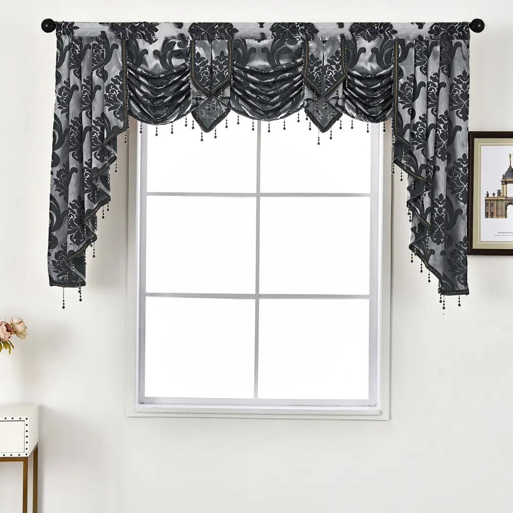 American Vintage Curtain Head Modern Home Decor Multi-Color Embroidered Beaded Curtains for Living Room Bedroom Universal Tassel Decor Curtain Home Decoration Curtain Window Curtain Home Decorative Curtain 1pc