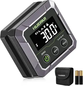 Huepar Industrial Metal Digital Angle Finder Hardware Tool - Strong Magnetic Bottom, ±0.1 Accuracy Precision Inclinometer, Calibration Function, 0-90/0-180 Angle Measurement, VA LCD Display, 360 Auto-Flip Screen