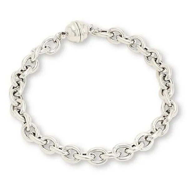 Bellezza Bronze Oval Rolo Chain Magnetic Clasp Bracelet