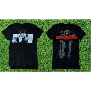 2 sided 1987 U2 The Joshua Tree Tour Rock Band T Shirt Black