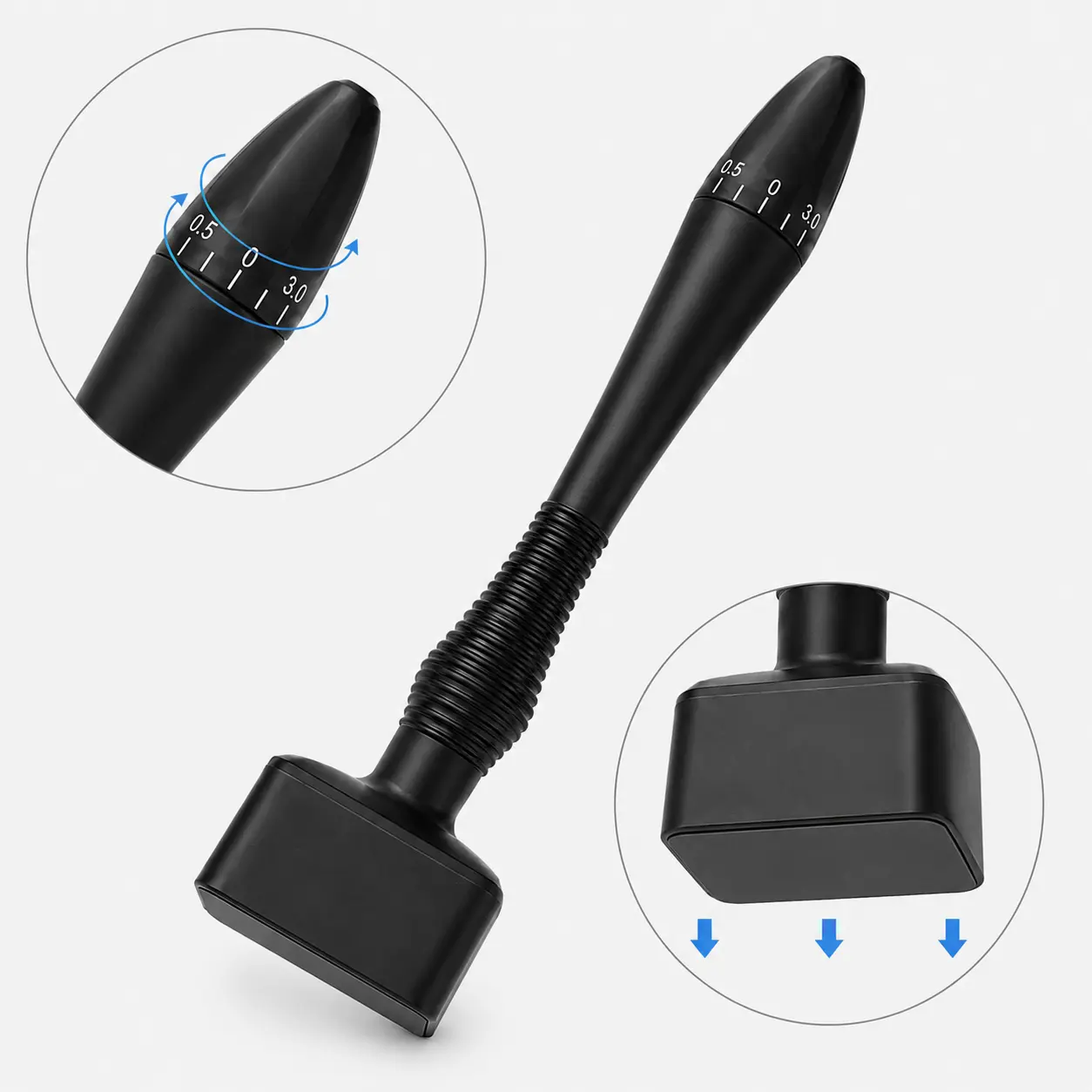 Adjustable Microneedle Stamp Tool for Face Skincare, Stainless Steel Derma Stamp with Adjustable Needle Length, At-Home Beauty Routine Tool for Serums & Skin Care