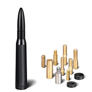 Chrome Bullet Antenna with Valve Caps, Car Truck Stereo Antenna for Vehicle Pickup Trucks Accessories