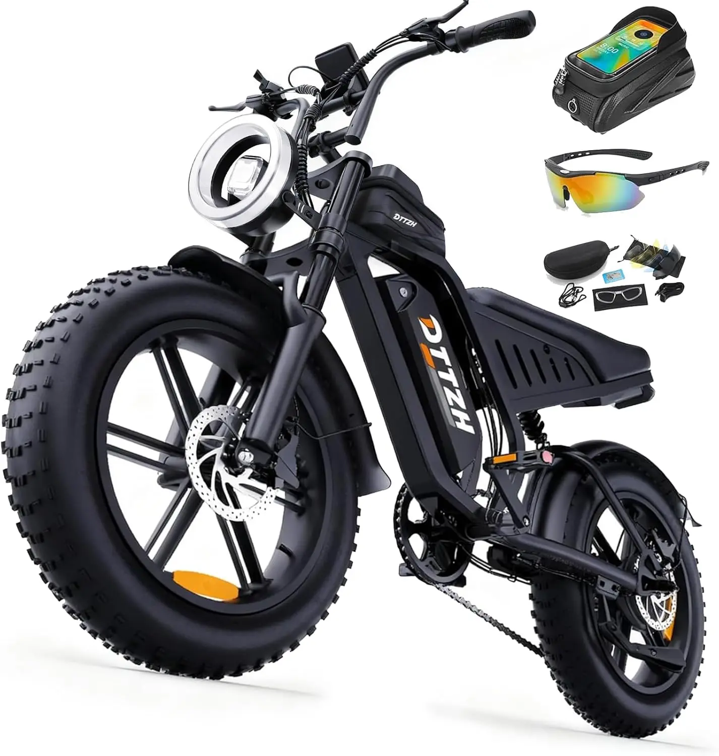 【DTTZH】F6 Fat Tire Electric Bike for Adults, 1500W Peak Motor, 48V 15Ah Removable Battery, Up to 33 MPH, 40-60 Mi Range, Dual Suspension, All-Terrain E-Bike