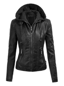 Women's Faux Leather Fitted Jacket for Work, Casual and Everyday Wear, Ideal for Spring and Autumn Seasons, Stylish, Fashion and Versatile Apparel Coats