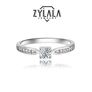 [168] 0.3Ct Synthetic Moissanite Ring 4-Prong Design 925 Sterling Silver Promise Ring Engagement Wedding Jewelry For Bride Noble Gift