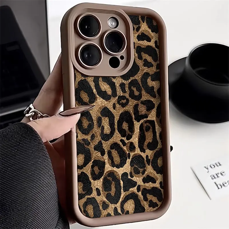 High-Fashion Leopard Print Smartphone Case - Soft TPU Bumper, Rugged Durable Back Cover for iPhone 16 Pro Max,16,14,13,12,11,XR,XS Plus,E & Samsung Galaxy S25,S24,S23,S22 Handheld Cellphone Devices, Drop Protection