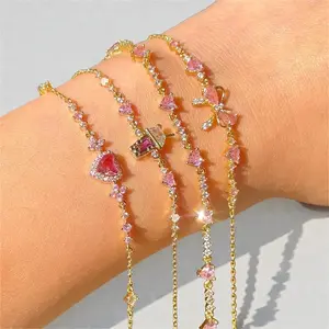 Heart & Bow Design Bracelet, Rhinestone Decorated Bracelet for Women & Girls, Elegant All-match Fashion Accessories for Daily Wear, Valentine's Day, Gift