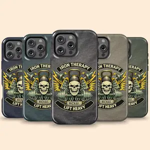 Personalized Iron Therapy iPhone 17 Air Case, Gym Fitness Strength Name Case for iPhone 16 Pro Max, 15 Plus, 14, 13 Mini, 12