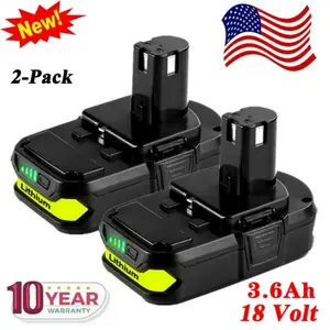 2Packs 3.6Ah Lithium Battery Replacement for Ryobi 18V Battery P102 P103 P104 P105 P107 P108 P109 P122 Compatible with Ryobi 18V Cordless Power Tools