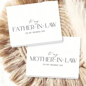 2 Pc Wedding Card, Custom Message Card, For Mother In Law Father In Law With Family Appreciation Design Perfect For Wedding, Gift, Greeting, Thank You, Birthday Cards & Any Occasion With Envelope