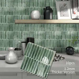 Thicker Waterproof Peel and Stick Backsplash, Self-Adhesive Vinyl Wall Tiles, Stick-On Backsplash for Kitchen/Bathroom - White